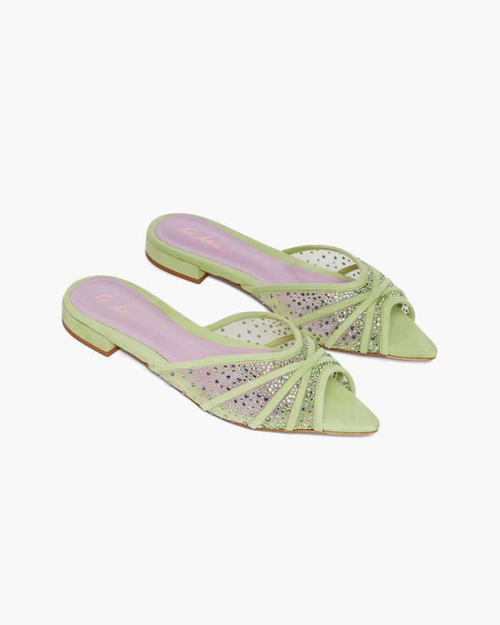 BRIA 10 FLAT SUEDE STRASS - MINT
