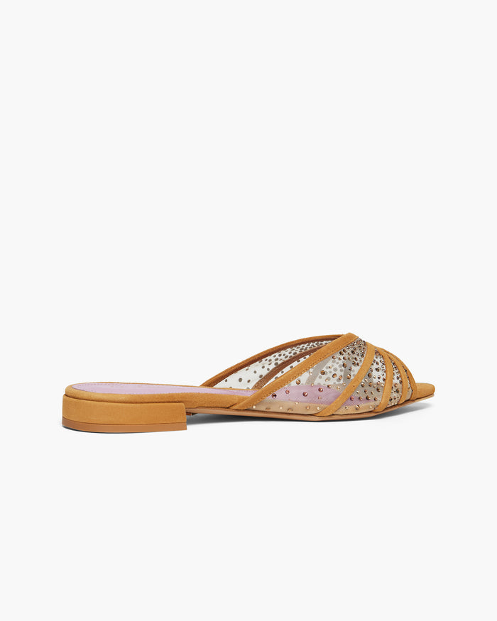 BRIA 10 FLAT SUEDE STRASS - TAN